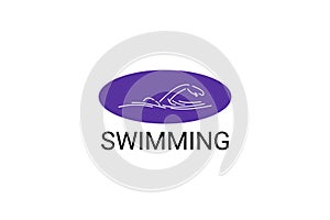 swimming sport vector line icon. An athlete is taking part in a swimming competition, sport pictogram,