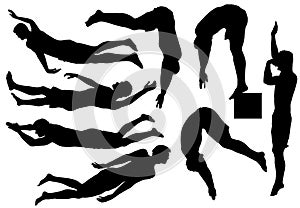 Swimming sports silhouettes