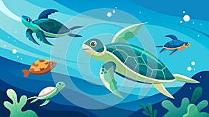 Swimming a virtual sea turtles following their graceful movements and witnessing them effortlessly glide through the photo