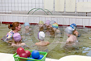 Swimming and water disciplines in the kindergarten pool