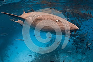 Swims with Nurse shark underwater in tropical ocean