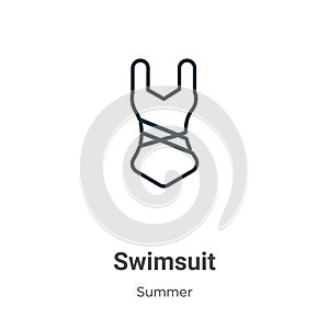 Swimsuit outline vector icon. Thin line black swimsuit icon, flat vector simple element illustration from editable summer concept