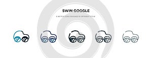 Swin goggle icon in different style vector illustration. two colored and black swin goggle vector icons designed in filled,