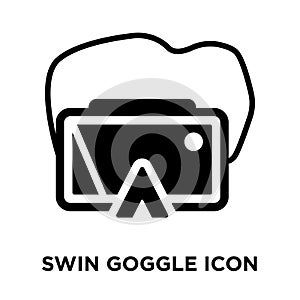 Swin Goggle icon vector isolated on white background, logo concept of Swin Goggle sign on transparent background, black filled