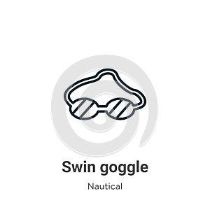 Swin goggle outline vector icon. Thin line black swin goggle icon, flat vector simple element illustration from editable nautical