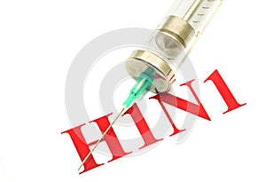 Swine FLU H1N1 disease - syringe and red alert