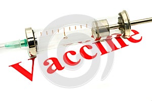 Swine FLU H1N1 vaccination - syringe and red alert