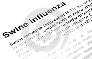 Swine flu or H1N1 virus text photo