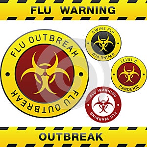 Swine flu outbreak warning design elements