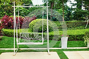 swing in backyard garden