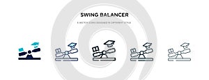 Swing balancer icon in different style vector illustration. two colored and black swing balancer vector icons designed in filled,