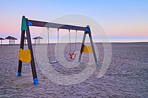Swing on the beach, Malagueta, Malaga, Spain
