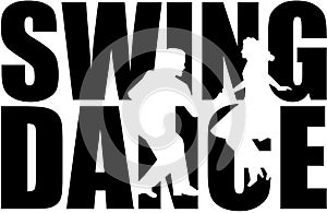 Swing dance word with couple cutout