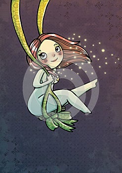 Swing girl illustration