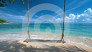 Swing Hanging From Rope on Beach