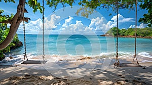 Swing Hanging From Rope on Beach