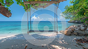 Swing Hanging From Rope on Beach