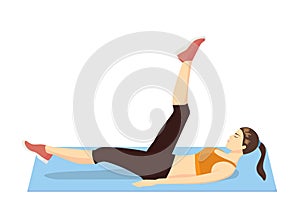 Swing leg exercise in lying on exercise mat