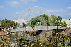 swing railway bridge across the river