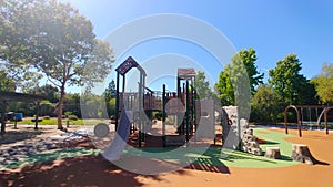 Swing slide equipment in children`s playground