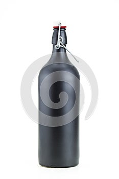Swing top black clay bottle