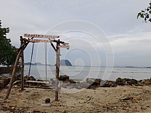 Swing tree white sand of beach