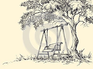 Swing under the tree photo