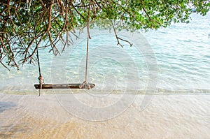 Swing on the white sand beach of Koh Larn Island, Pattaya, Thailand