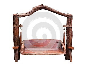 Swing wooden bench on white background. clipping path