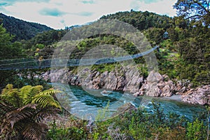 Swingbridge at Buller Gorge above Buller River, South Island, New Zealand