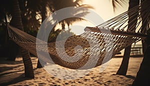 Swinging in hammock, enjoying tropical paradise generated by AI