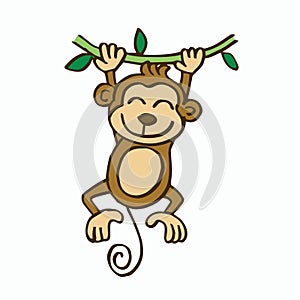 Swinging monkey cartoon for kids