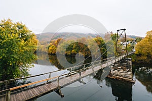 Swinging pedestrian bridge over the James River in Buchanan, Virginia