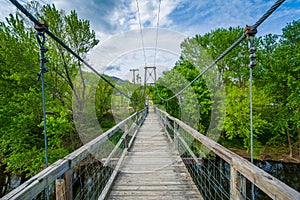 Swinging pedestrian bridge over the James River in Buchanan, Virginia