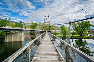 Swinging pedestrian bridge over the James River in Buchanan, Virginia