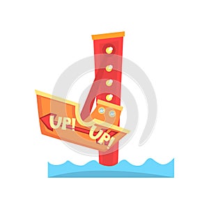 Swinging ship attraction. Amusement park. Kids carnival. Carousel icon. Entertainment flat vector design for advertising