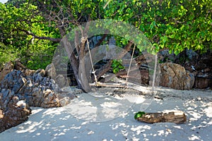 Swings on a beach tropical island. Koh kham pattaya thailand