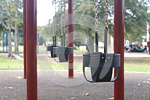 Swings in children`s playground