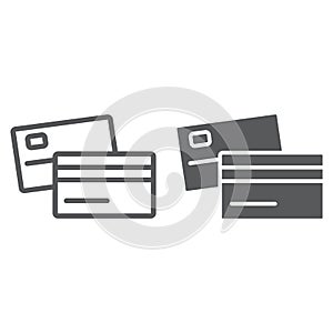 Swipe credit card line and glyph icon, bank