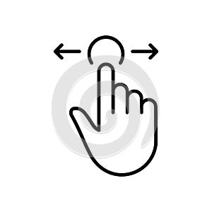 Swipe Gesture of Computer Mouse. Pointer Finger Black Line Icon. Cursor Hand Linear Pictogram. Click Press Double Tap