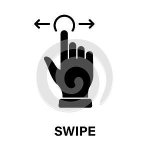 Swipe Gesture, Hand Cursor of Computer Mouse Black Silhouette Icon. Pointer Finger Glyph Pictogram. Click Double Press