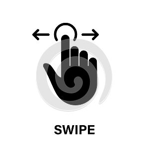 Swipe Gesture, Hand Cursor of Computer Mouse Black Silhouette Icon. Pointer Finger Glyph Pictogram. Click Double Press