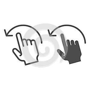 Swipe left line and glyph icon. Flick left vector illustration isolated on white. Hand gesture outline style design