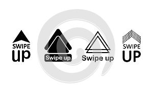 Swipe up, arrow up icon modern button for web or appstore design black symbol isolated on white background. Vector EPS 10