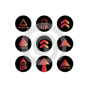 Swipe up, arrow up icon modern button for web or appstore social media instagram concept isolated on white background. Vector EPS