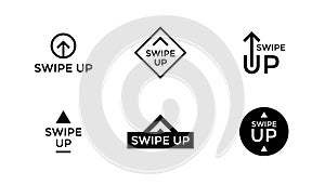 Swipe up button scroll pictogram icon set isolated for blogger web ui design. Vector arrow up for application and social