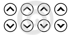 Swipe up and down icon vector on circle line. Scroll button