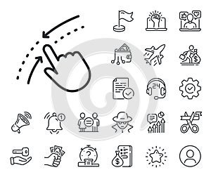 Swipe up down line icon. Move finger sign. Salaryman, gender equality and alert bell. Vector