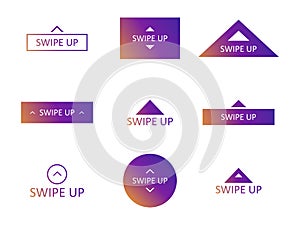 Swipe up icon set isolated on white background for social media stories, scroll pictogram. Arrow up logo for blogger