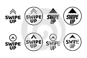 Swipe up icon set modern style isolated on background for story design, scroll pictograms. Arrow up logo for a blogger